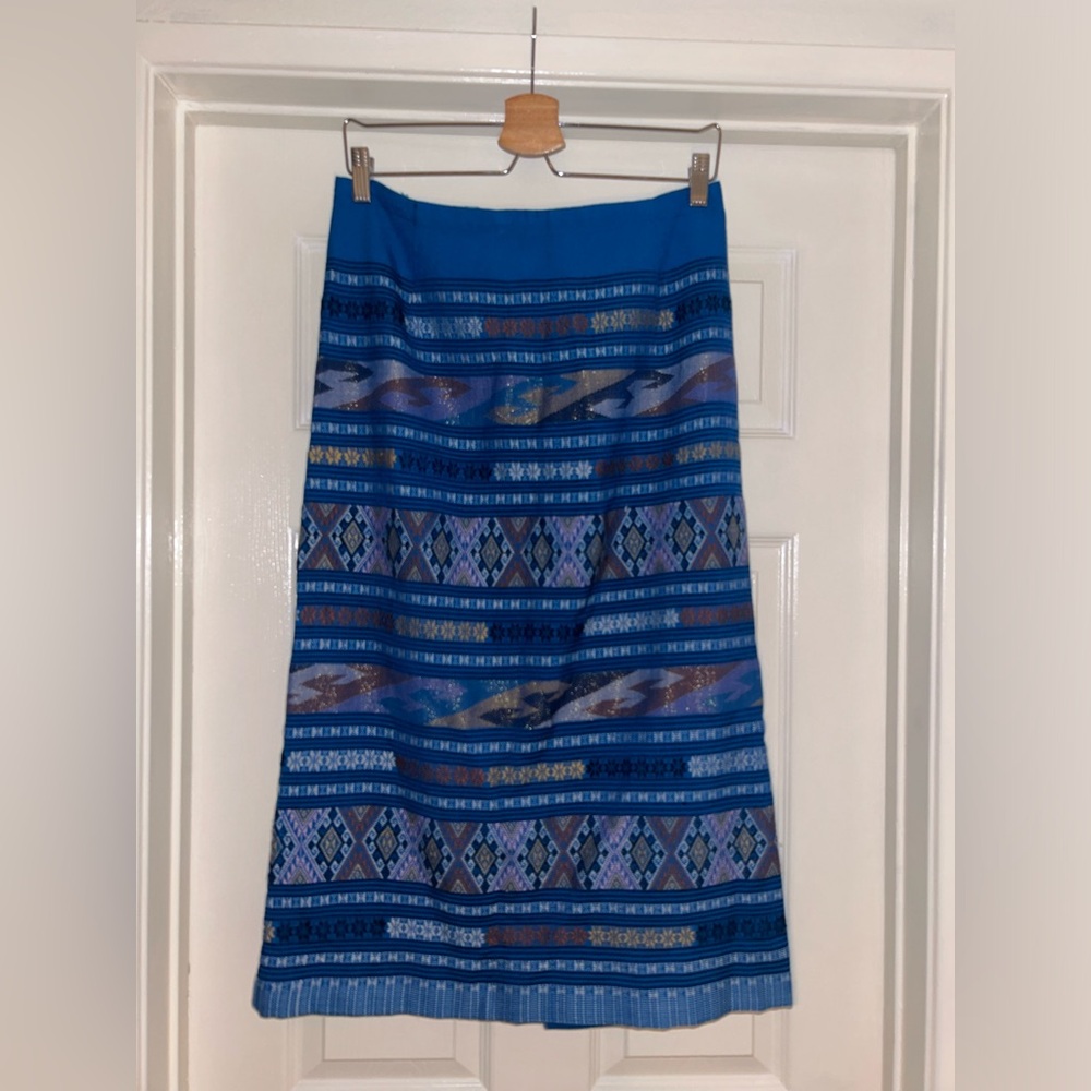 Handmade Blue Knee Length Skirt (pattern)